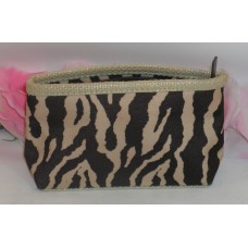 Clinique Makeup Cosmetic Bag Case Purse Tan/ Brown Animal Print Travel Home